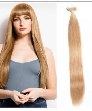 #27 strawberry blonde straight tape in hair extension 100% virgin hair img-min