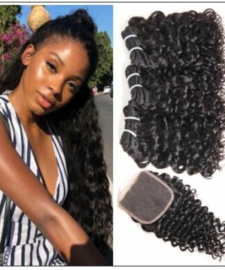 3 Bundles Brazilian Water Wave Virgin Hair Extension With Closure IMG-min