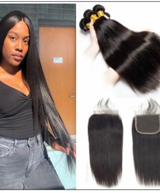 3 Bundles Peruvian Straight Hair Deals with Lace closure img-min