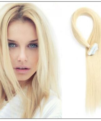 #613 lightest blonde Straight tape in hair extension 100% virgin hair img-min