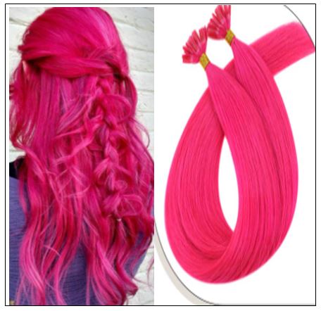 dark hair with hot pink tips