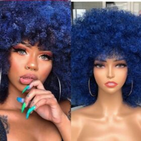 Blue Afro Wig kinky Curly 100 Virgin Hair 150 Density