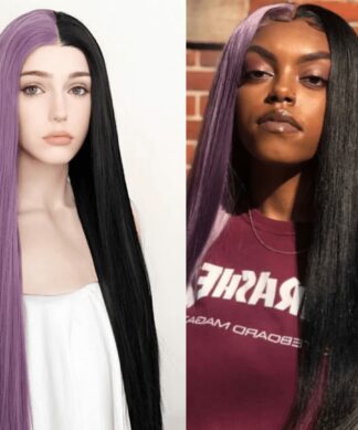 Black and purple wig-Long straight 1