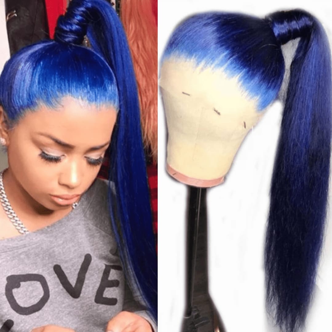 Blue Long Hair With Ponytail - $90