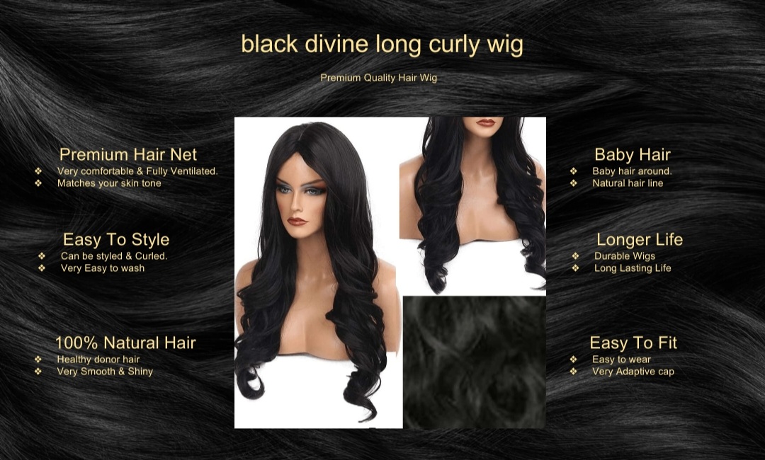 black divine long curly wig