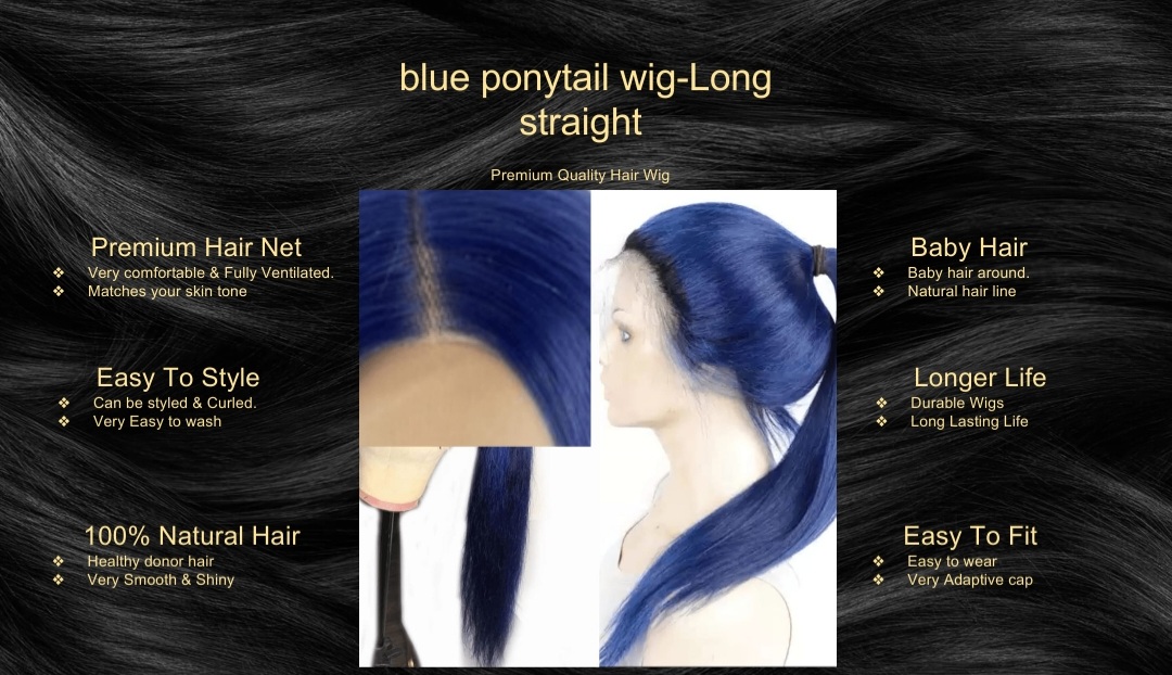Blue Long Hair With Ponytail - $90