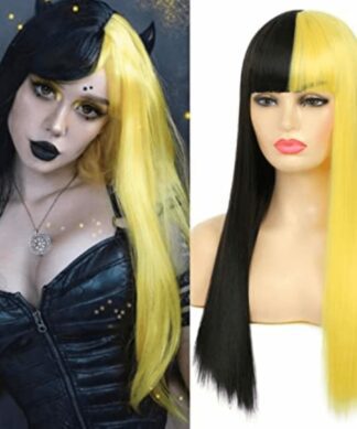 Yellow and black wig-long straight1