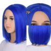 Blue Coraline Wig Bob Straight With 100 Human Hair And 150