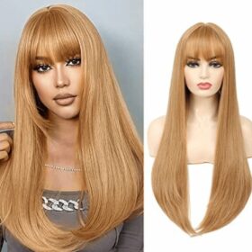 Strawberry Blonde 2024 Wavy Wig with Bangs