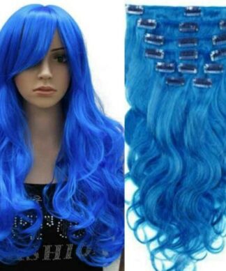 clip in hair extension for thin hair-blue wavy (1)
