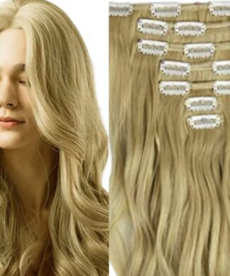 18 inch clip in hair extension-blonde body wave long 1