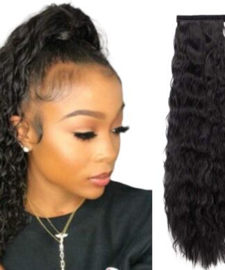 18 inch ponytail-black curly long 1