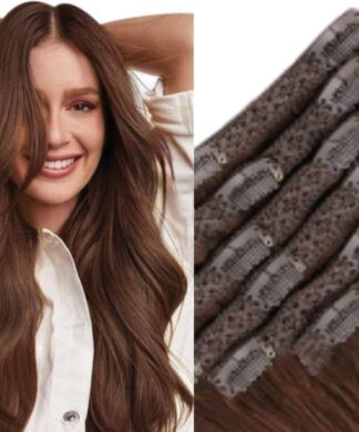 26 inch clip in hair extensions-dark brown wavy 1
