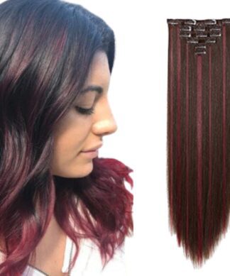 clip in red highlights- long straight 1