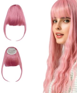 curly clip in bangs-pink long 1