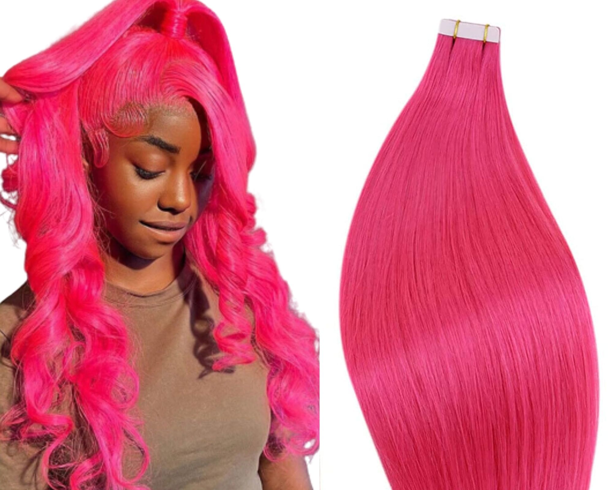 Pink Curly Hair Extensions (Head)
