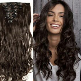 Dark Brown Clip In Hair Extensions Long Wavy With Amazing Hair Quality And No Processing At All