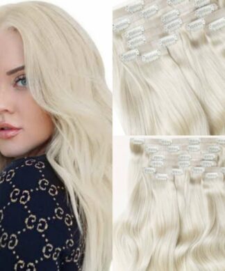platinum blonde clip in hair extensions-long (3)