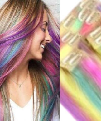 rainbow clip in hair extensions-long straight 1